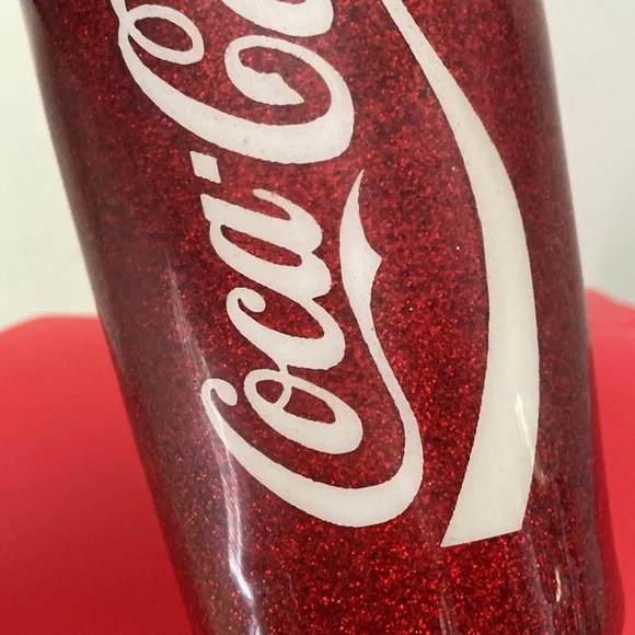 Coca Cola Stainless Steel Travel Tumbler with straw. Sparkly/Glittery. - Picture 14 of 15